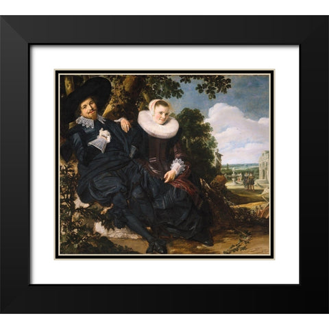 Marriage Portrait of Isaac Massa and Beatrix van der Laen Black Modern Wood Framed Art Print with Double Matting by Hals, Frans