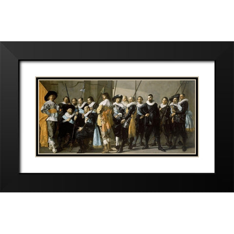Meagre Company Black Modern Wood Framed Art Print with Double Matting by Hals, Frans