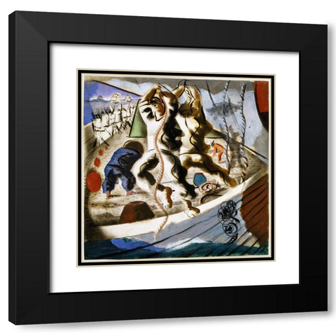 Discovery of the Land Black Modern Wood Framed Art Print with Double Matting by Portinari, Candido