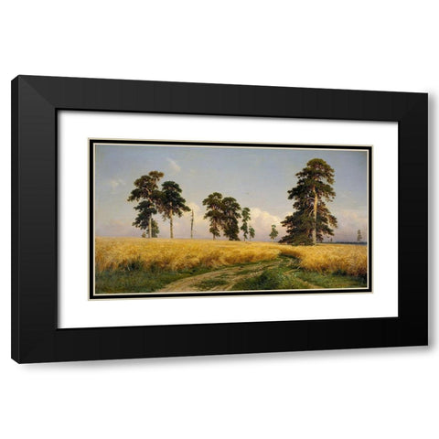 Rye Fields Black Modern Wood Framed Art Print with Double Matting by Shishkin, Ivan