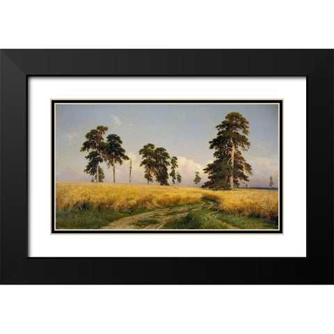 Rye Fields Black Modern Wood Framed Art Print with Double Matting by Shishkin, Ivan