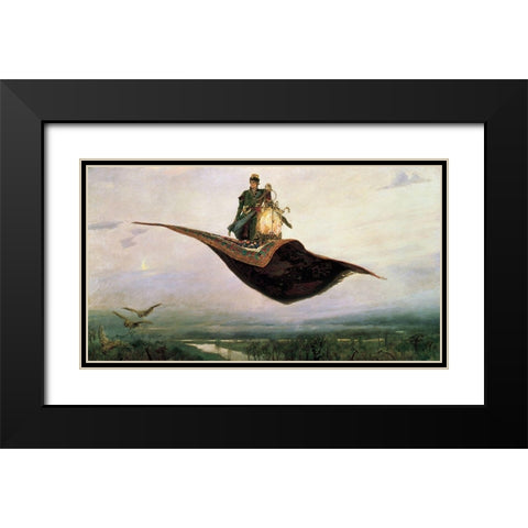 The Flying Carpet at Magic carpet Black Modern Wood Framed Art Print with Double Matting by Vasnetsov, Viktor
