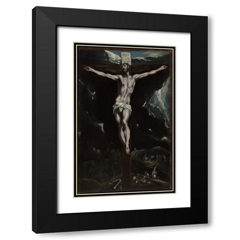 Christ on the Cross Black Modern Wood Framed Art Print with Double Matting by El Greco