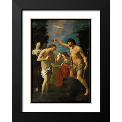 The Baptism of Christ Black Modern Wood Framed Art Print with Double Matting by Reni, Guido