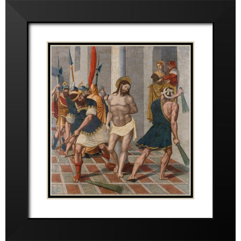 Flagellation of Christ Black Modern Wood Framed Art Print with Double Matting by SerafÃ, Pere