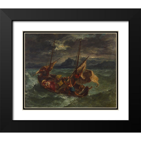 Christ on the Sea of Galilee Black Modern Wood Framed Art Print with Double Matting by Delacroix, Eugene