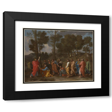 The Sacrament of Ordination Black Modern Wood Framed Art Print with Double Matting by Poussin, Nicolas