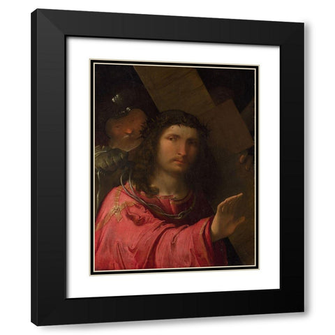 Christ carrying the Cross Black Modern Wood Framed Art Print with Double Matting by Melone, Altobello