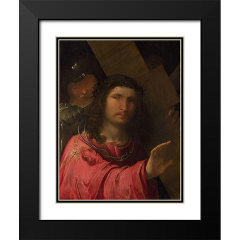 Christ carrying the Cross Black Modern Wood Framed Art Print with Double Matting by Melone, Altobello