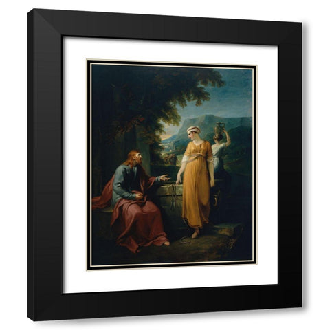 Christ and the woman of Samaria Black Modern Wood Framed Art Print with Double Matting by Hamilton, William