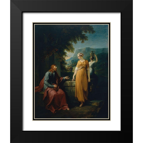 Christ and the woman of Samaria Black Modern Wood Framed Art Print with Double Matting by Hamilton, William