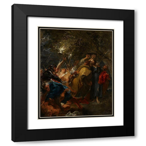The Betrayal of Christ Black Modern Wood Framed Art Print with Double Matting by van Dyck, Anthony