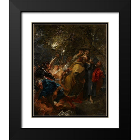 The Betrayal of Christ Black Modern Wood Framed Art Print with Double Matting by van Dyck, Anthony