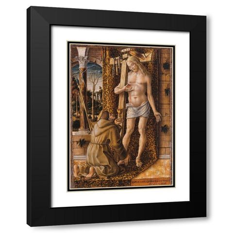 Saint Francis Collecting the Blood of Christ Black Modern Wood Framed Art Print with Double Matting by Crivelli, Carlo