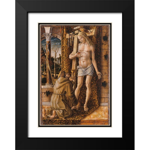 Saint Francis Collecting the Blood of Christ Black Modern Wood Framed Art Print with Double Matting by Crivelli, Carlo