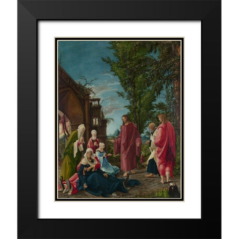 Christ taking Leave of his Mother Black Modern Wood Framed Art Print with Double Matting by Albrecht Altdorfer