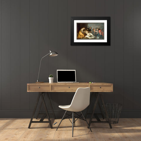 Lamentation over the Dead Christ Black Modern Wood Framed Art Print with Double Matting by van Dyck, Anthony
