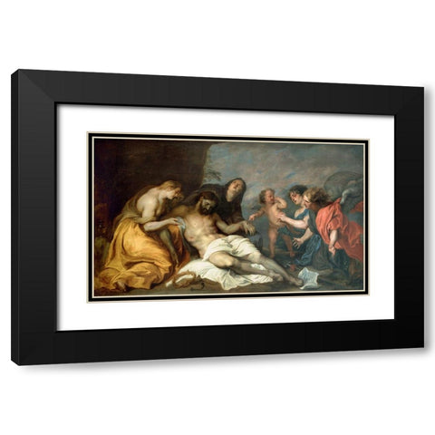 Lamentation over the Dead Christ Black Modern Wood Framed Art Print with Double Matting by van Dyck, Anthony