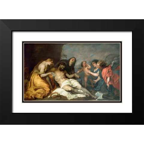 Lamentation over the Dead Christ Black Modern Wood Framed Art Print with Double Matting by van Dyck, Anthony