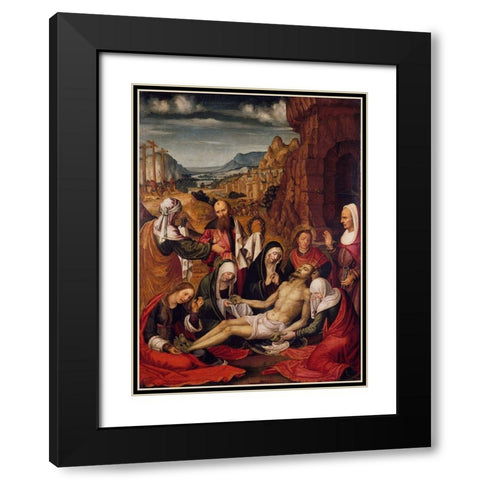 Mourning over the Dead Body of Christ Black Modern Wood Framed Art Print with Double Matting by da San Leocadio, Paolo