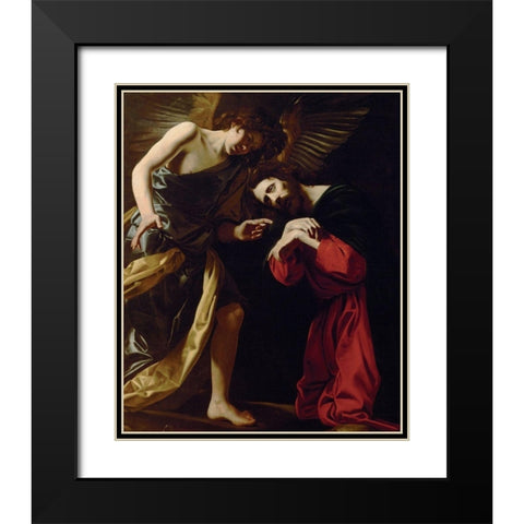Christ on the Mount of Olives Black Modern Wood Framed Art Print with Double Matting by Battistello