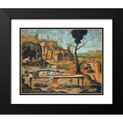 Preparation of Christs Tomb Black Modern Wood Framed Art Print with Double Matting by Carpaccio, Vittore