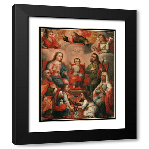 The family of Christ Child Black Modern Wood Framed Art Print with Double Matting by Cusco School