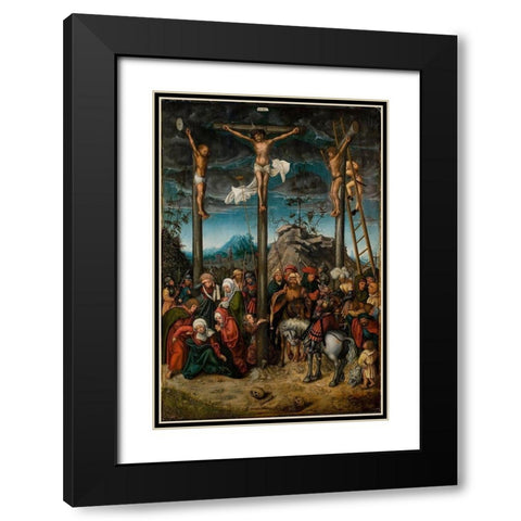 The Crucifixion Black Modern Wood Framed Art Print with Double Matting by Cranach the Elder, Lucas