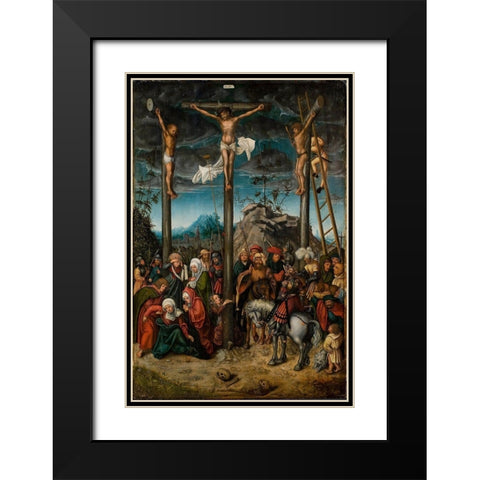 The Crucifixion Black Modern Wood Framed Art Print with Double Matting by Cranach the Elder, Lucas