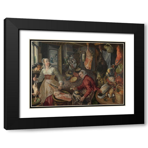 The Four Elements Fire Black Modern Wood Framed Art Print with Double Matting by Beuckelaer, Joachim