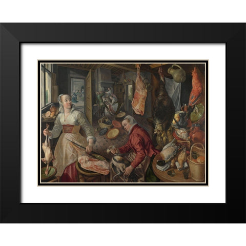 The Four Elements Fire Black Modern Wood Framed Art Print with Double Matting by Beuckelaer, Joachim
