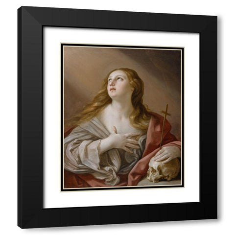 The Penitent Magdalene Black Modern Wood Framed Art Print with Double Matting by Reni, Guido