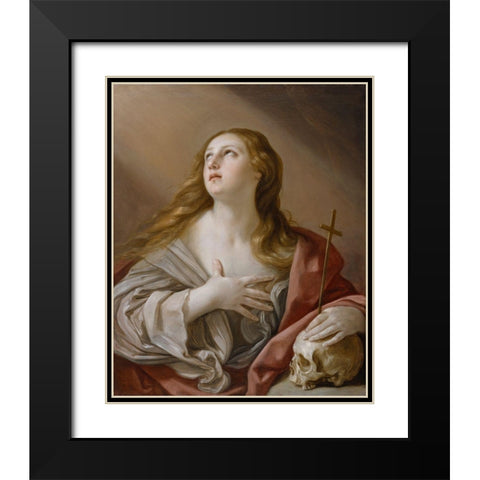 The Penitent Magdalene Black Modern Wood Framed Art Print with Double Matting by Reni, Guido