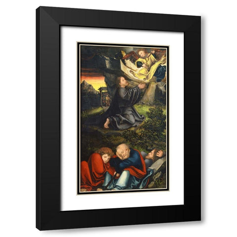 The Garden of Gethsemane Black Modern Wood Framed Art Print with Double Matting by Cranach the Elder, Lucas