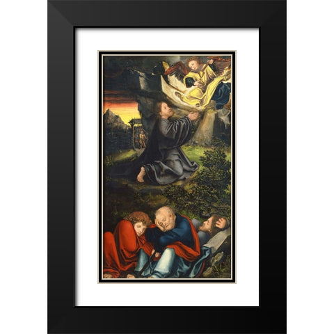 The Garden of Gethsemane Black Modern Wood Framed Art Print with Double Matting by Cranach the Elder, Lucas