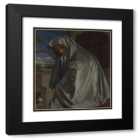 Mary Magdalene Black Modern Wood Framed Art Print with Double Matting by Savoldo, Giovanni Girolamo