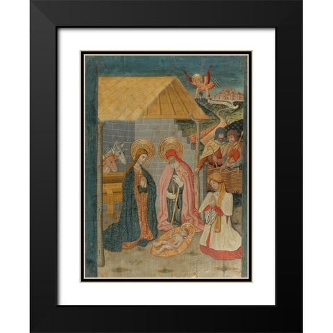 Nativity Black Modern Wood Framed Art Print with Double Matting by Benabarre, Pedro GarcÃa de