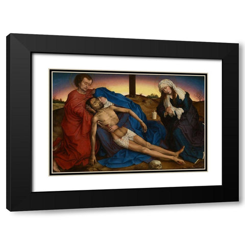 Pieta Black Modern Wood Framed Art Print with Double Matting by van der Weyden, Rogier