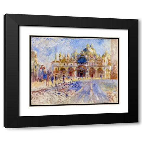 The Piazza San Marco, Venice Black Modern Wood Framed Art Print with Double Matting by Renoir, Pierre-Auguste