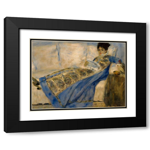 Madame Claude Monet Black Modern Wood Framed Art Print with Double Matting by Renoir, Pierre-Auguste