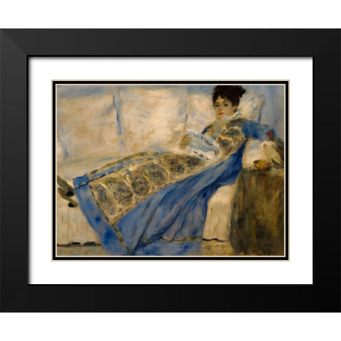 Madame Claude Monet Black Modern Wood Framed Art Print with Double Matting by Renoir, Pierre-Auguste