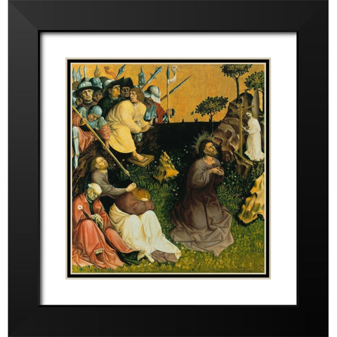Christ on the Mount of Olives Black Modern Wood Framed Art Print with Double Matting by Multscher, Hans