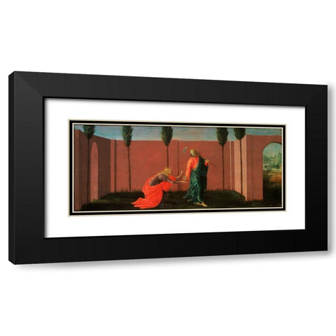 Noli Me Tangere Black Modern Wood Framed Art Print with Double Matting by Botticelli, Sandro