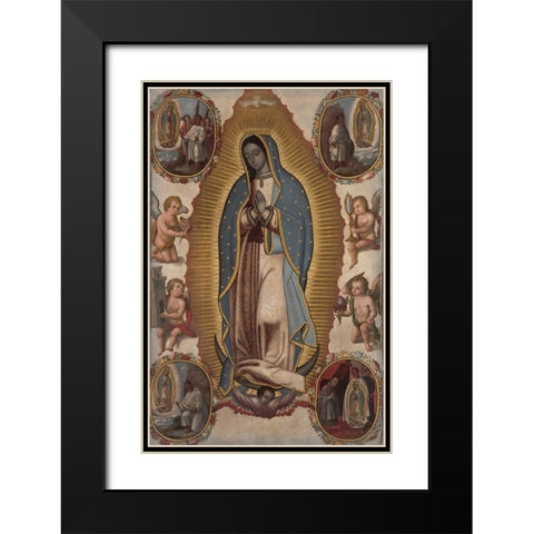 Virgin of Guadalupe Black Modern Wood Framed Art Print with Double Matting by Unknown