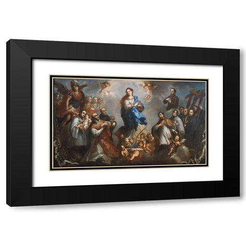 The Inmaculate Conception with Jesuits Black Modern Wood Framed Art Print with Double Matting by Aguilera, Juan Francisco de