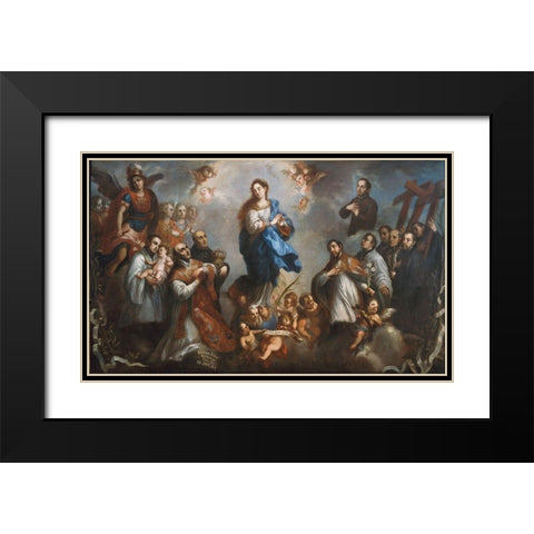The Inmaculate Conception with Jesuits Black Modern Wood Framed Art Print with Double Matting by Aguilera, Juan Francisco de