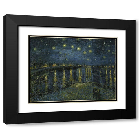 Starry Night Black Modern Wood Framed Art Print with Double Matting by van Gogh, Vincent