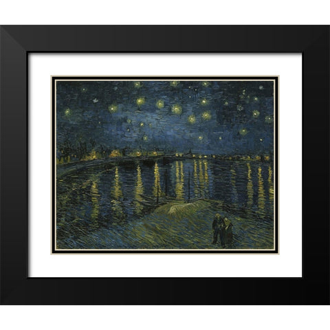 Starry Night Black Modern Wood Framed Art Print with Double Matting by van Gogh, Vincent
