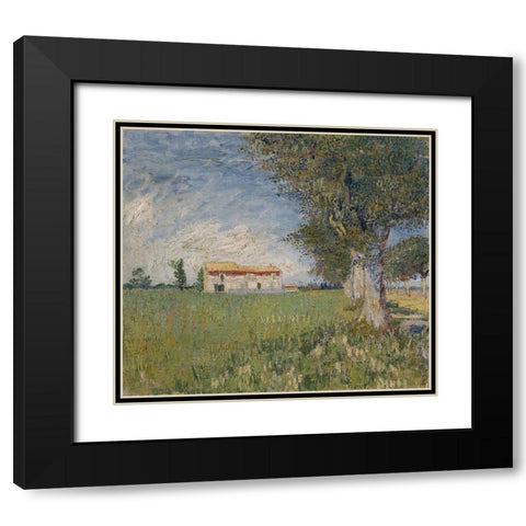Farmhouse in a wheat field Black Modern Wood Framed Art Print with Double Matting by van Gogh, Vincent