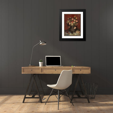 Vase with Chinese asters and gladioli Black Modern Wood Framed Art Print with Double Matting by van Gogh, Vincent